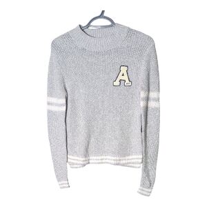 Abercrombie‎ & Fitch Varsity Gray Knit Cotton Sweater Sz XS Cheerleader Preppy